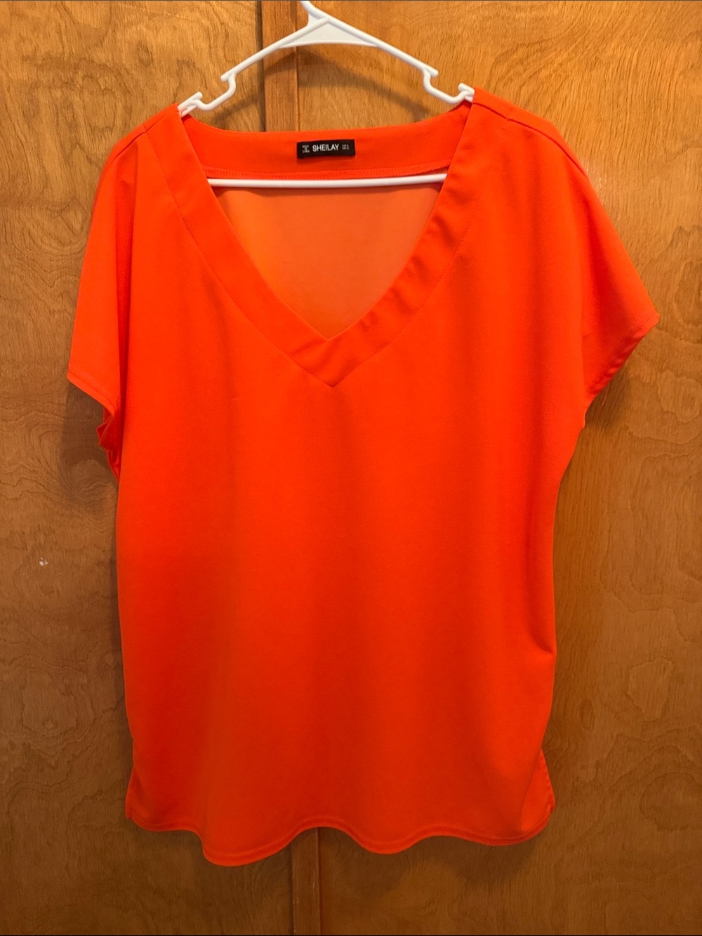 Shelaby Bright Orange V-Neck Blouse